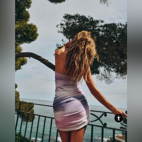 Zara draped printed tulle mini dress - Picture 8 of 10